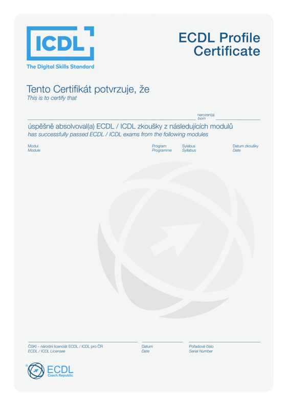 Certifikát ECDL Profile