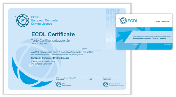Vzhled certifikátu ECDL
